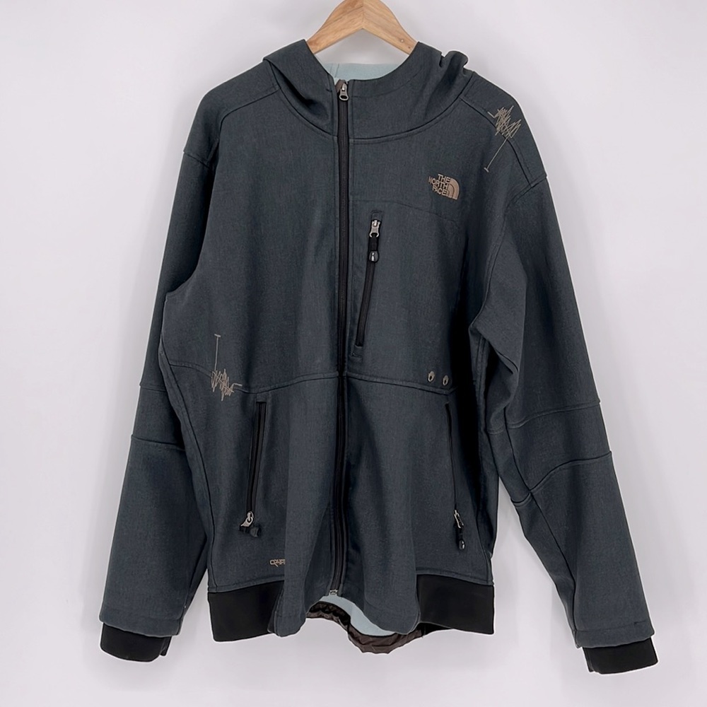 The North Face Hooded Apex Cryptic Coat Charcoal Gray Teal XXL